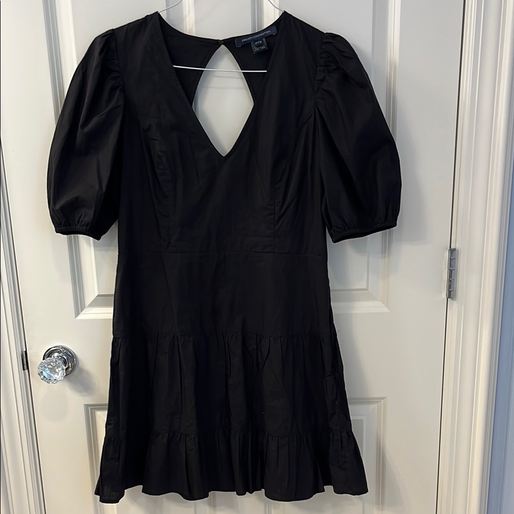 French Connection Black Puff Sleeve Dress